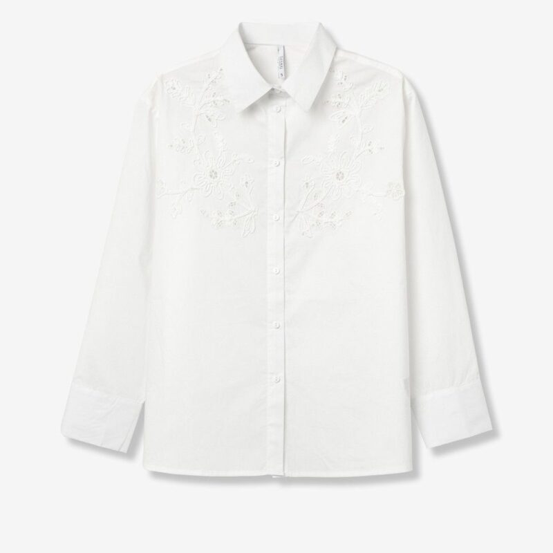 Camisa de manga larga con detalles de flores bordadas KING