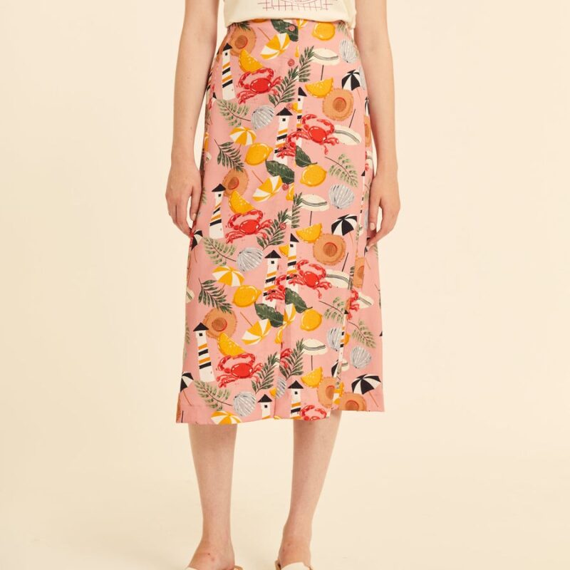 Falda midi estampada SEASHORE